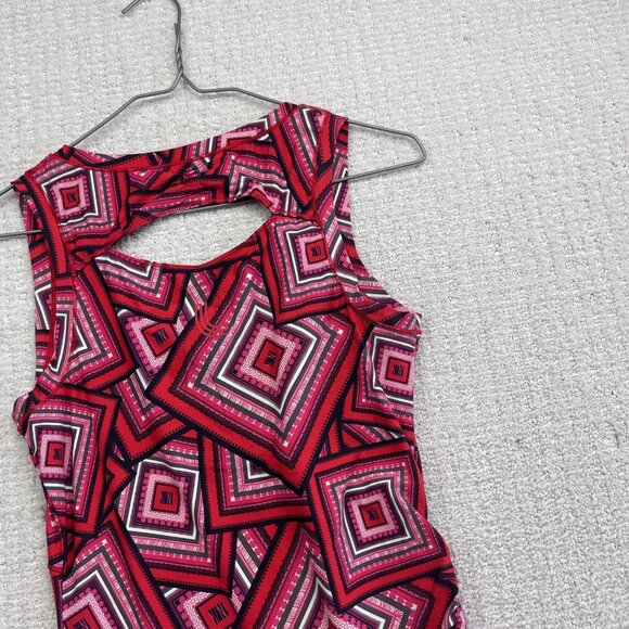 Lole Tank Top Tennis Knit V neck Shirt Women’s Small Psychedelic Boho Red AOP - Picture 12 of 14